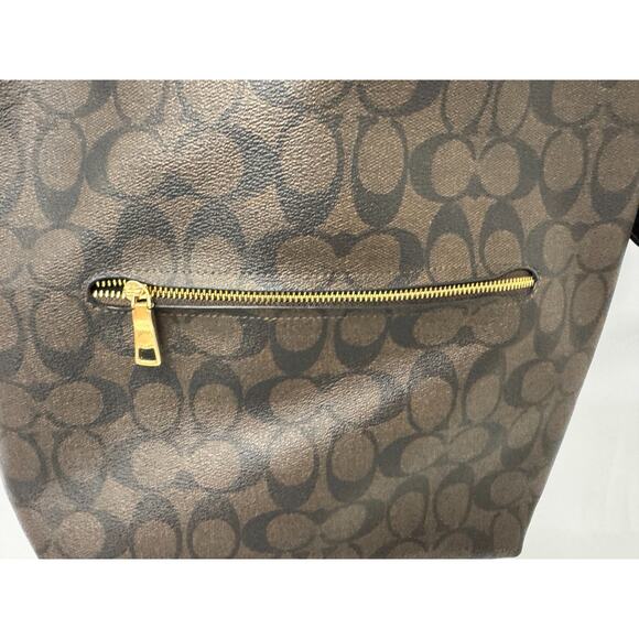 COACH Signature VAL Duffle PVC Leather Shoulder Crossbody Brown Black C2819 New - Picture 10 of 13